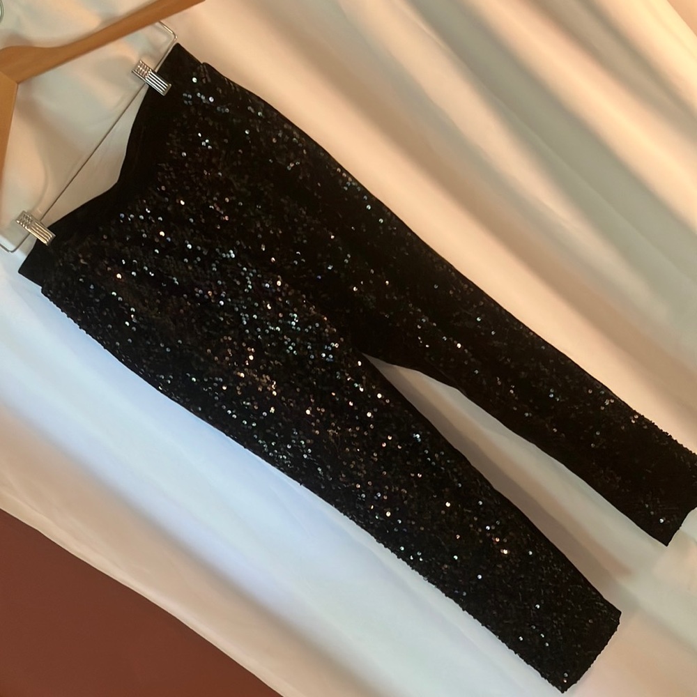 Chico’s sequin and velvet holiday party pants